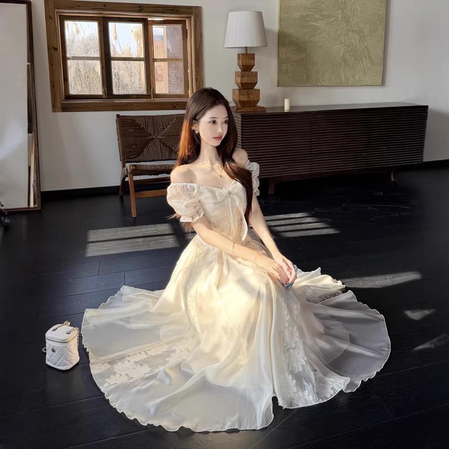 Elegant French Retro Waist-Cinched Patchwork Dress for Women - Summer 2026 Collection