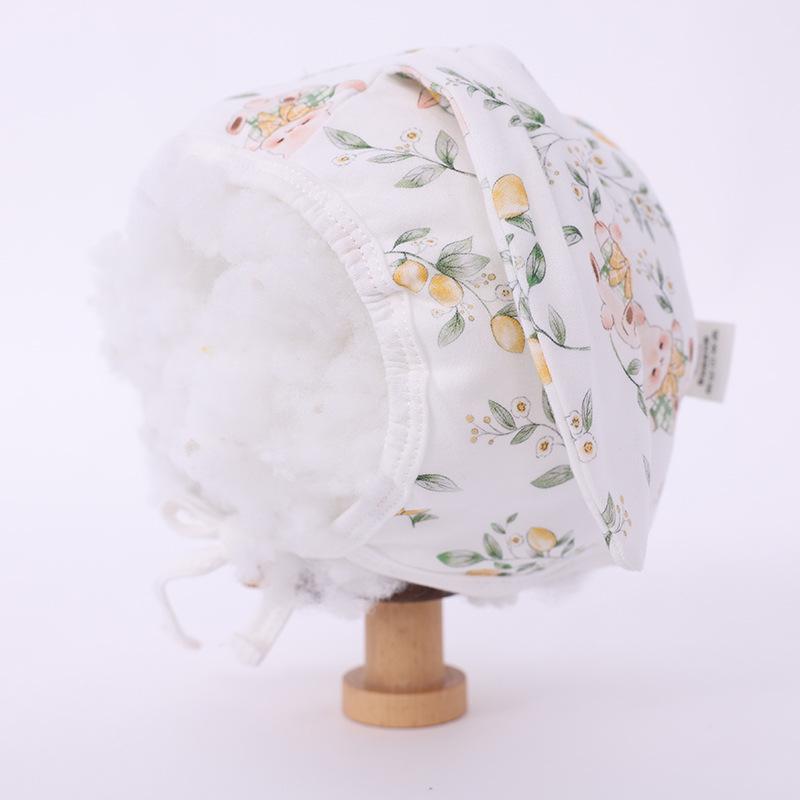 Bunny Ear Knitted Newborn Bonnet - Windproof Hat for 0-12 Months
