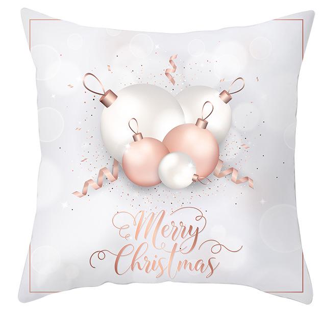 New Pink and Gold Christmas Peach Leather Velvet Pillowcase Festive Home Decoration Pillow Cushion Cover