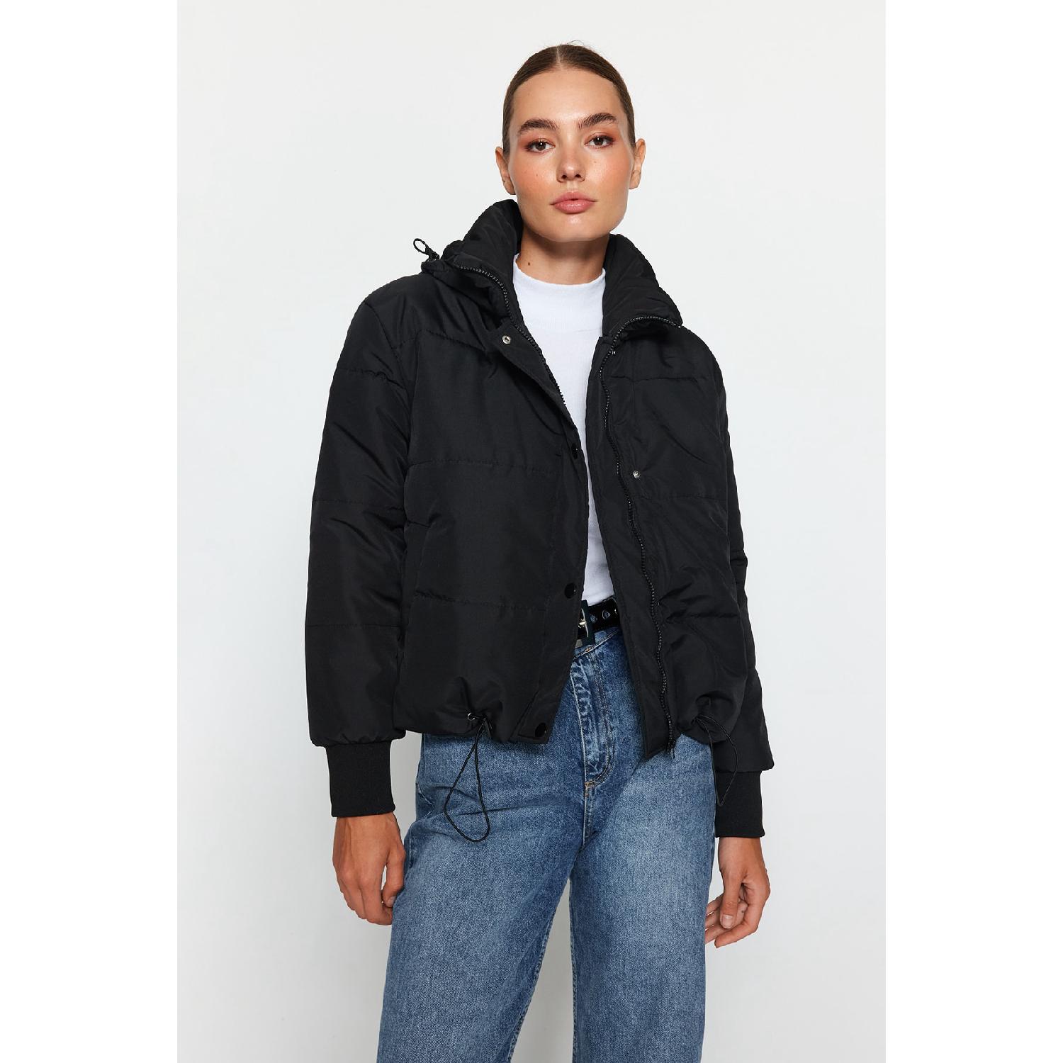 

Black Oversize Hooded Water Repellent Quilted Inflatable Coat Twoaw21mo0144