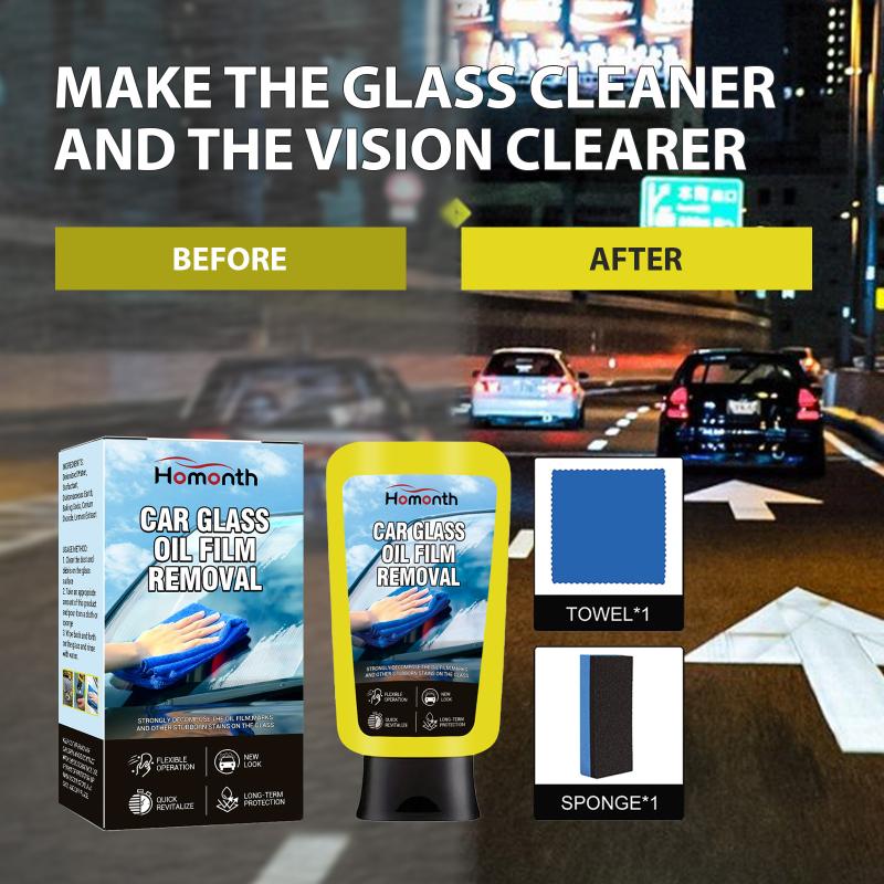 Windshield Polishing Oil Film Remover Kit Crystal Clear Cleaning Boosts Visibility Car Glass Restoration Solution Best for Foggy Conditions