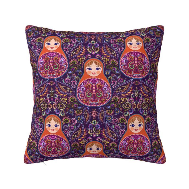 Custom Matryoshka Doll Russia Russian Folk Art Cushion Covers Velvet Cute Pillows for Sofa 30x30cm 12x12in