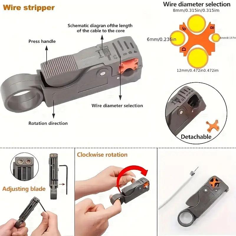Coax Cable Crimper Coaxial Compression Tool Kit Wire Stripper With F RG6 RG59 Connectors Stripper Crimping Pliers Hand Tools