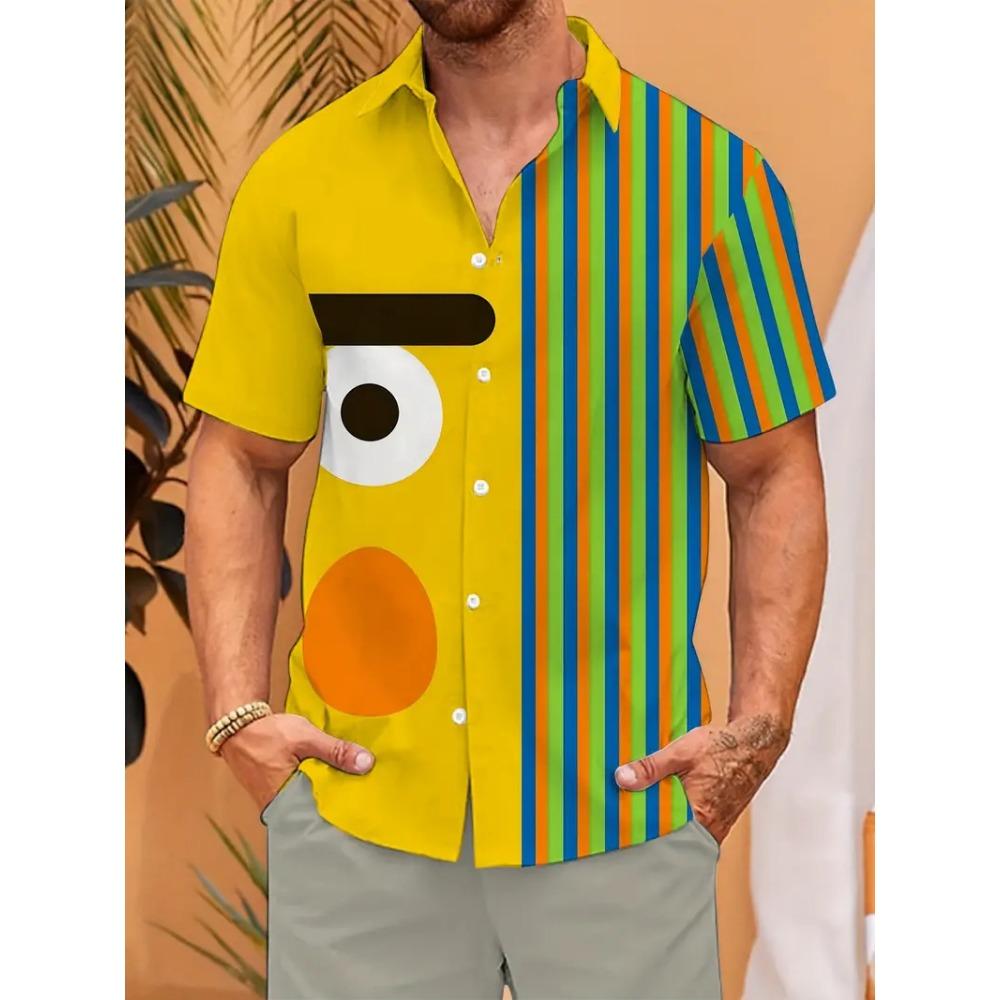 Summer Cute Cat Fun Printed Short-sleeved Men s Shirt Daily Fashion Short-sleeved Women s Shirt S