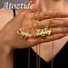 Atoztide Custom Name Necklace for Women Birthstone Nameplate Stainless Steel Jewelry Choker Chain Personalized Birthday Gift
