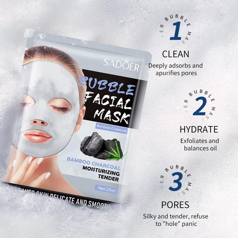 Bamboo Charcoal Bubble Facial Mask Oxygen Deep Cleansing Moisturizing Pore Care Face Foam Mask Skin Purifying Mask