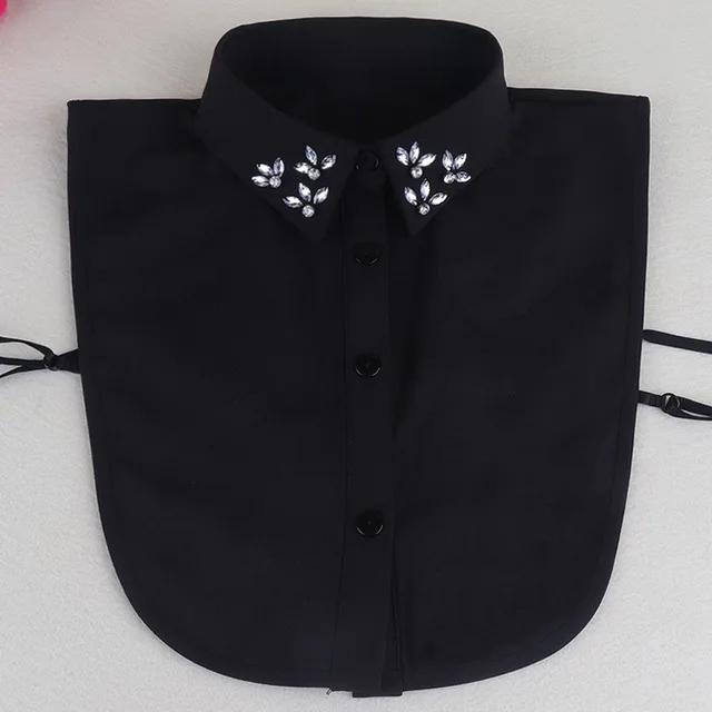 Fashion Ladies Fake Collar for Women Chiffon Fake Collar Rhinestone False Collar Lapel Detachable Button Half-Shirt Blouse Top