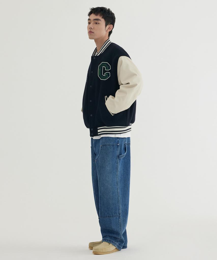 COVERNAT Wide Carpenter Double Knee Denim Pants Blue