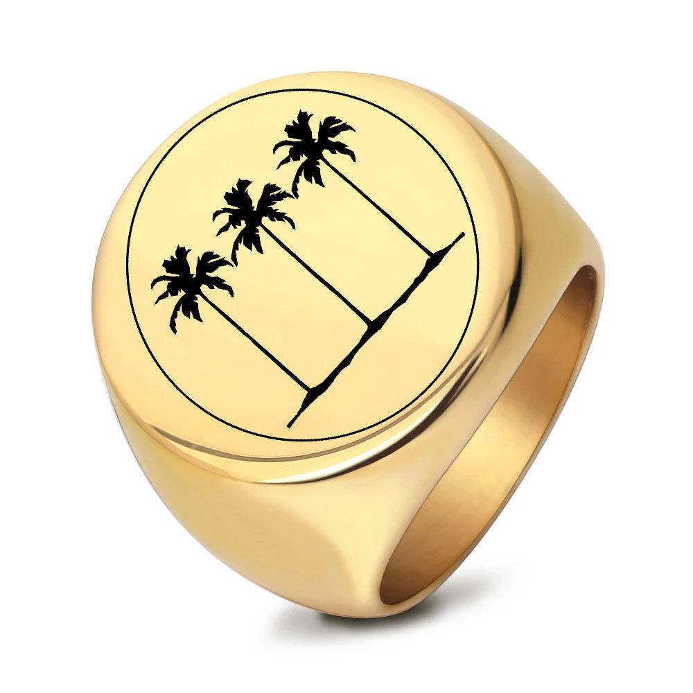 European Trendy Geometric Polished Stainless Steel Ring, 22MM Round Finger Ring for Women Size 13