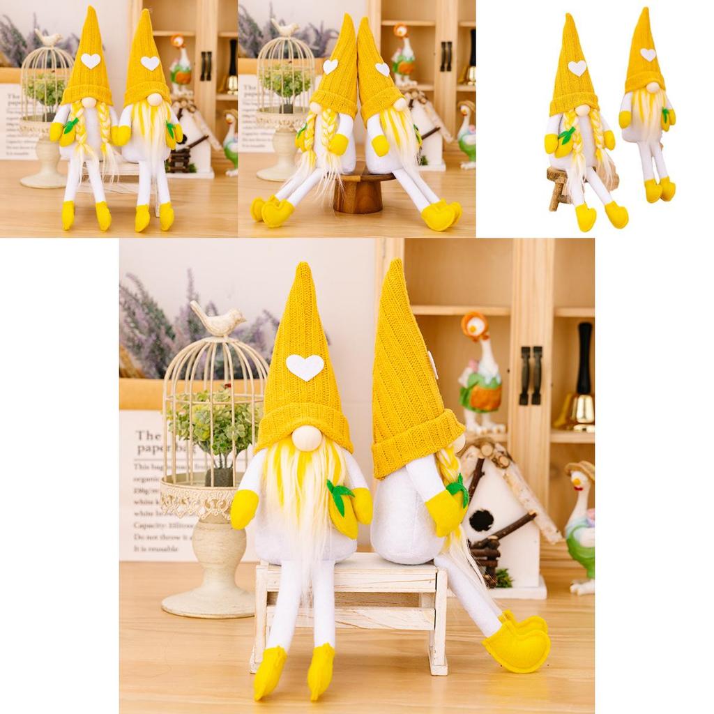 Whimsical Yellow Knitted Lemon Gnome Figure Ideal For Summer Themed Parties And Home Styling