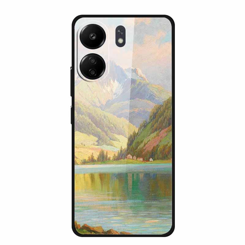 Für Redmi 12C 13C 11A Handyhülle Gehärtetes Glas Harte Abdeckung für Xiaomi Redmi 12 C 13 C 11 A Hülle Bunte Blumen Rückseitenhüllen