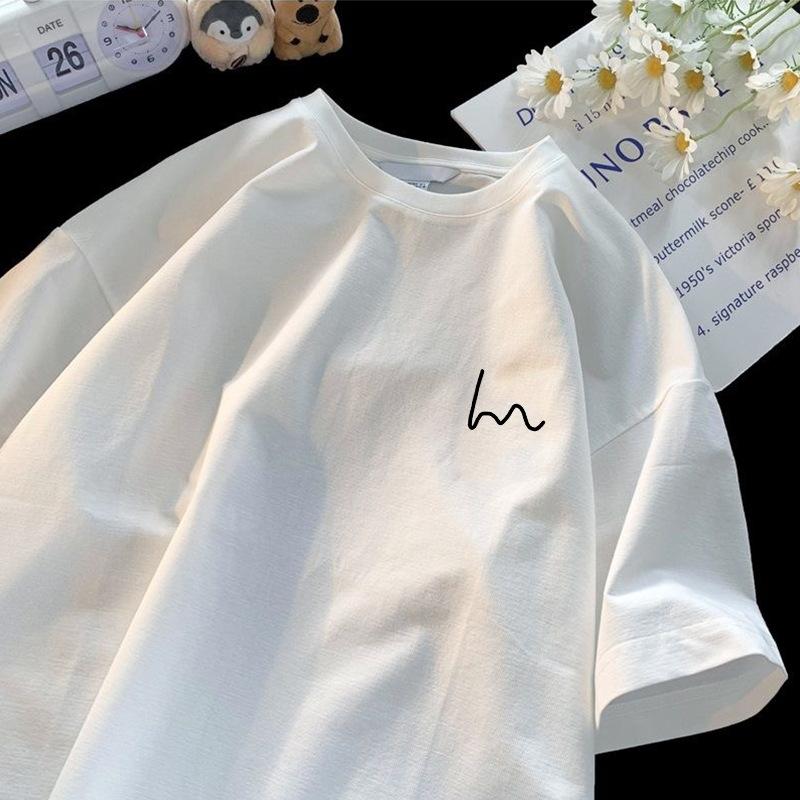 Pure Cotton Short-sleeved T-shirt Men's New Summer Couple Wear Versatile Half-sleeved T-shirt Trendy Brand Ins Loose Casual Bottoming Shirt