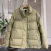Winter new down jacket women's literary fashion stand-up collar solid color splicing warm versatile white duck down jacket tide