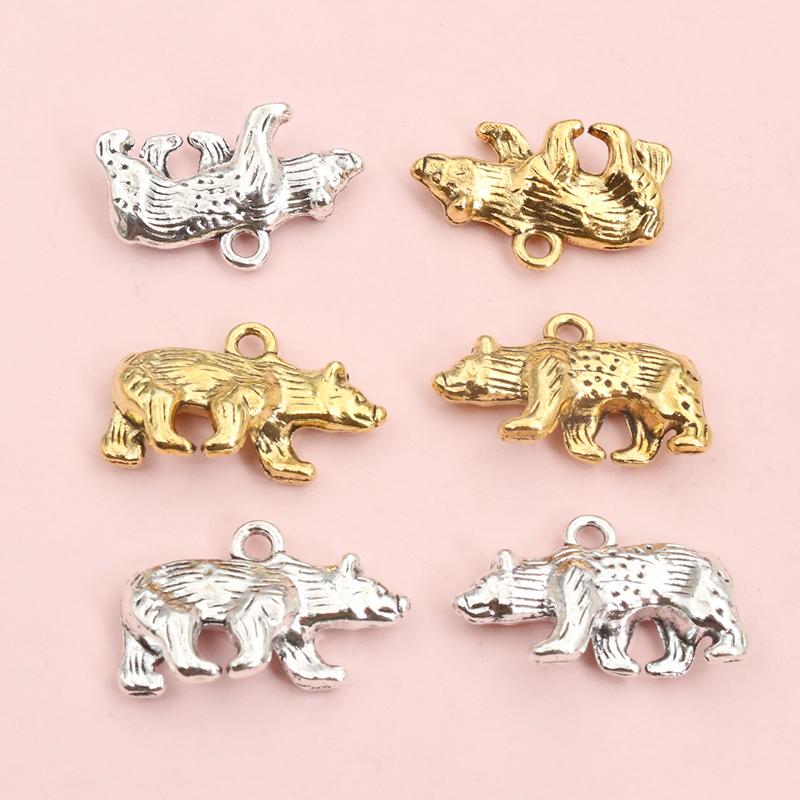 10pcs 24x15x5mm Bear Charms Pendant Alloy Metal DIY Jewelry Making Accessories Findings for Necklace Bracelet Keychains Findings
