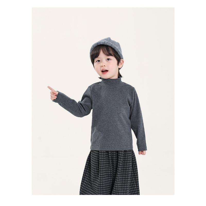 Kids Boys Solid Half Turtleneck Long Sleeve Warm Winter Inner Base Shirt