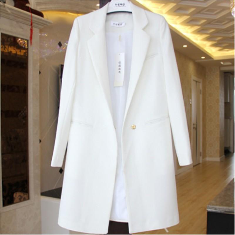 Women's Spring and Fall Korean Style In The Long Section of The Suit Jacket Long-sleeved Thin Straight Coat