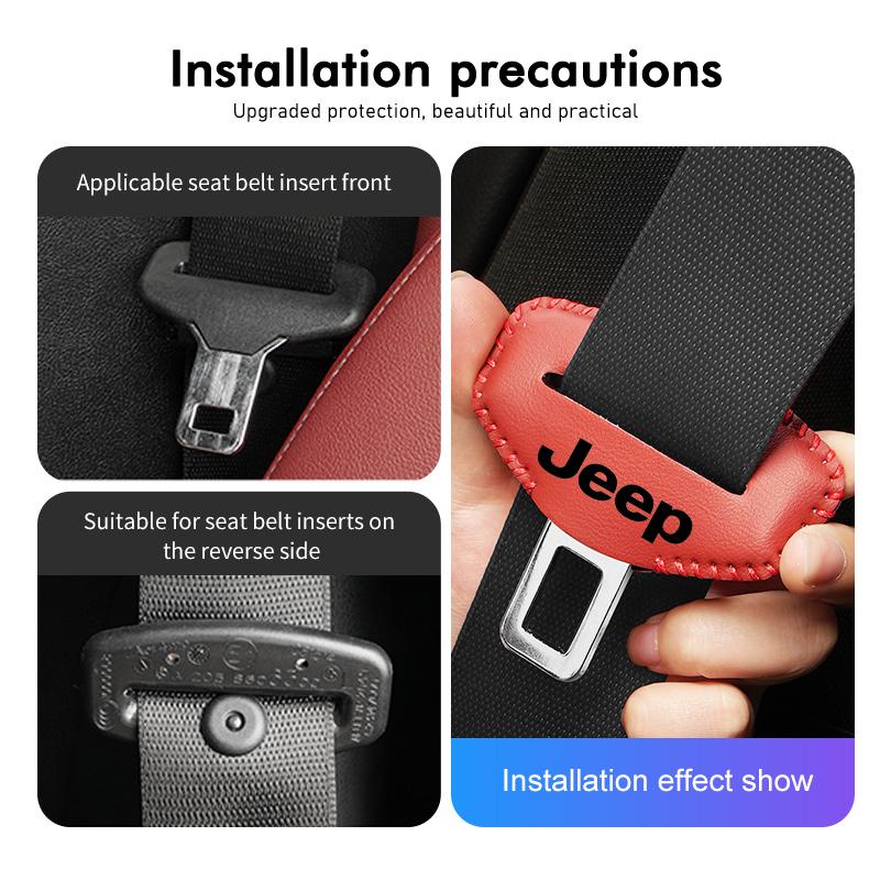 Leather Car Panel Protective Cover Auto Seat Belt Buckle Protector For uji8 Cherokee Wrangler JK Gladiator Compass Renegade tg87