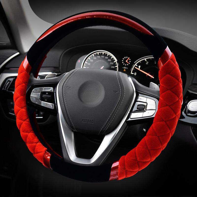 Car steering wheel cover short plush warm plush fashion warm non-slip car interior supplies handlebar cover general purpose