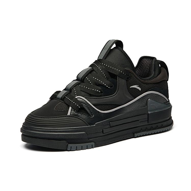 Anta Aotu Bread Shoes Thick Sole Non-Slip Low-Top Skate Shoes Women sneakers Black 922238060-1