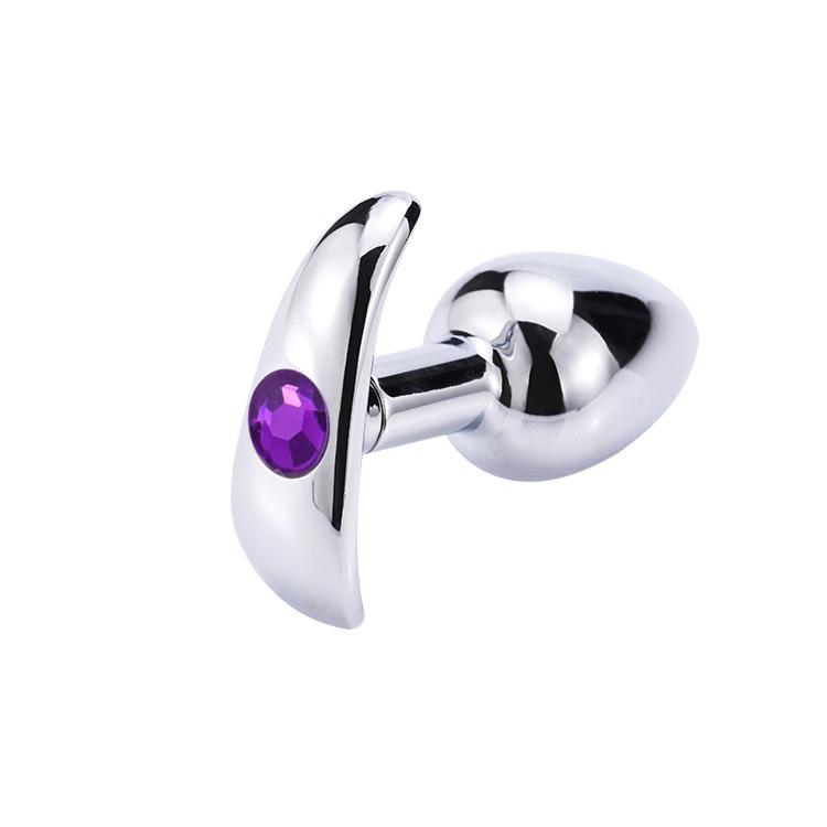 Metal G-Spot Butt Plug with Diamond Accents for Self-Pleasure
