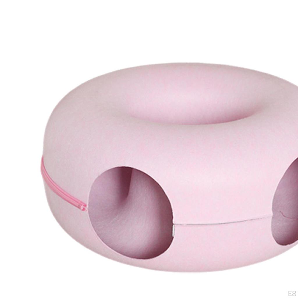 2 in 1 Cat Tunnel Bed Donut Cave Hideaway Pet Circle Hideout for Indoor Cats
