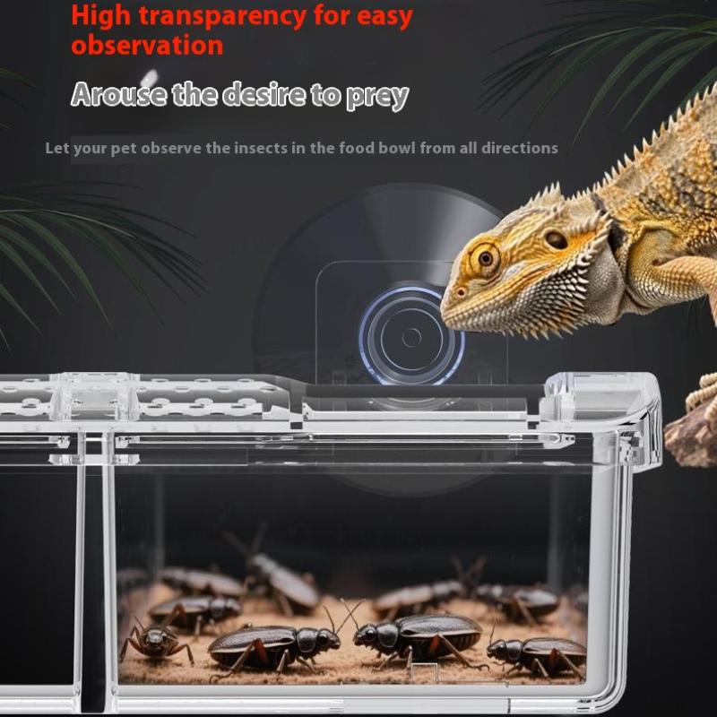 Kjæledyr Reptil Gjennomsiktig Mater Rømningssikker Matskål Orm Levende Beholder Mini Reptil Kjæledyrskåler Med Sugekopper Dyreutstyr