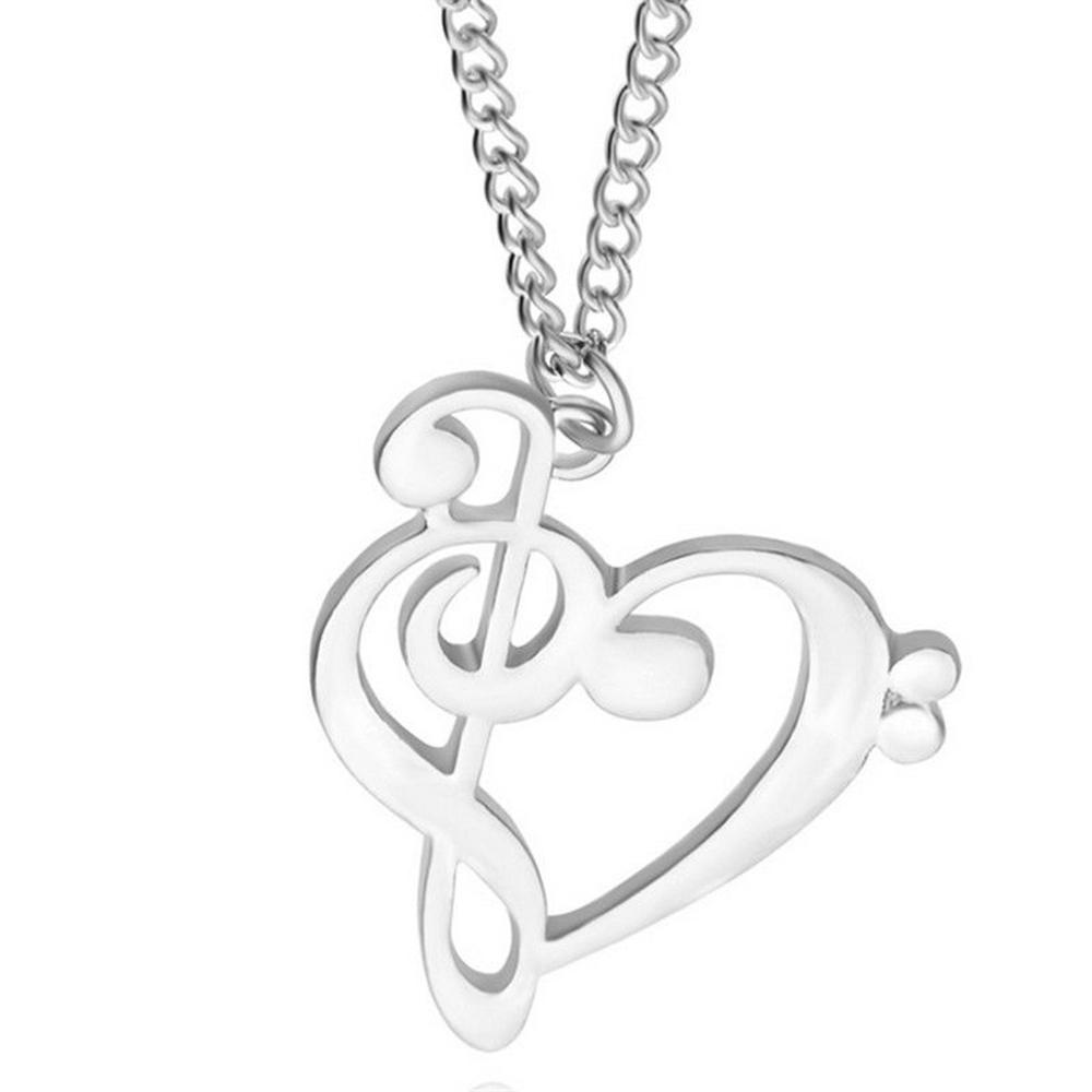 

Music Heart Necklace of Treble and Bass Clef Women Infinity Love Charm Pendant Necklace Stainless Steel Jewelry Gift
