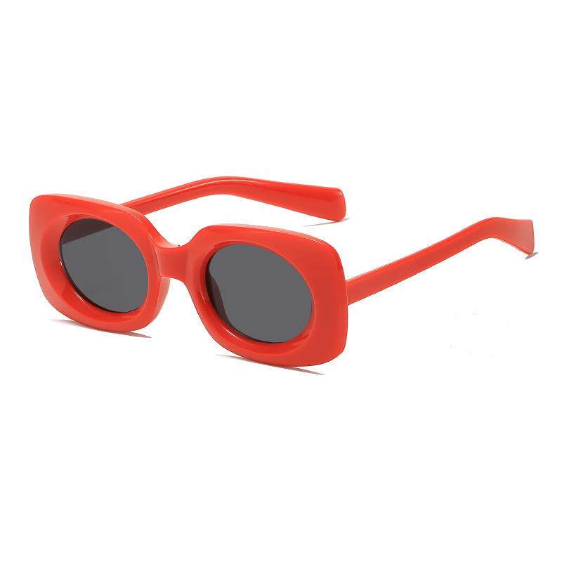 Square Sunglasses Street Shot Fashion Women'S Sunglasses High-End Macarons Thick Frame Oval Glasses Men