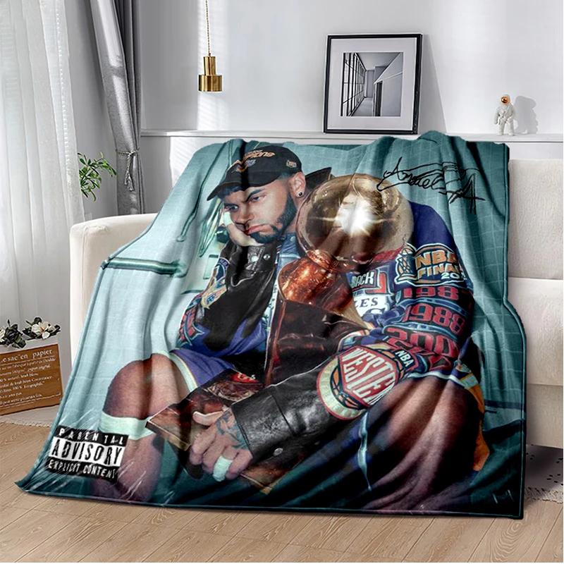 Anuel AA Rapper Hip Hop Singer Blanket Sofa Office Hiking Picnic Super Soft Quilt Fashion Flannel Throws Blanket Birthday Gift