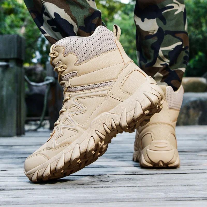 New Men Tactical Boots Waterproof Desert Lace Up Military Hunting Hiking Shoe Unisex Army Boot Male Safety Ankle Climbing Shoe