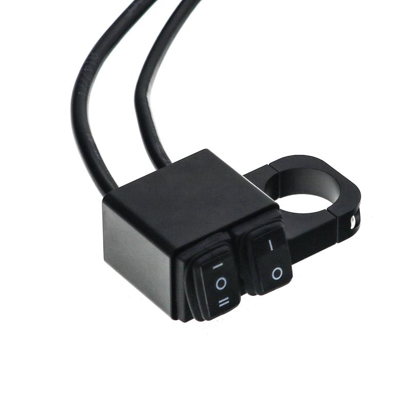 LMoDri Waterproof Motorcycle ATV 22mm Handlebar Double Control On-Off-On Button Switch Headlight Hazard Brake Fog Light
