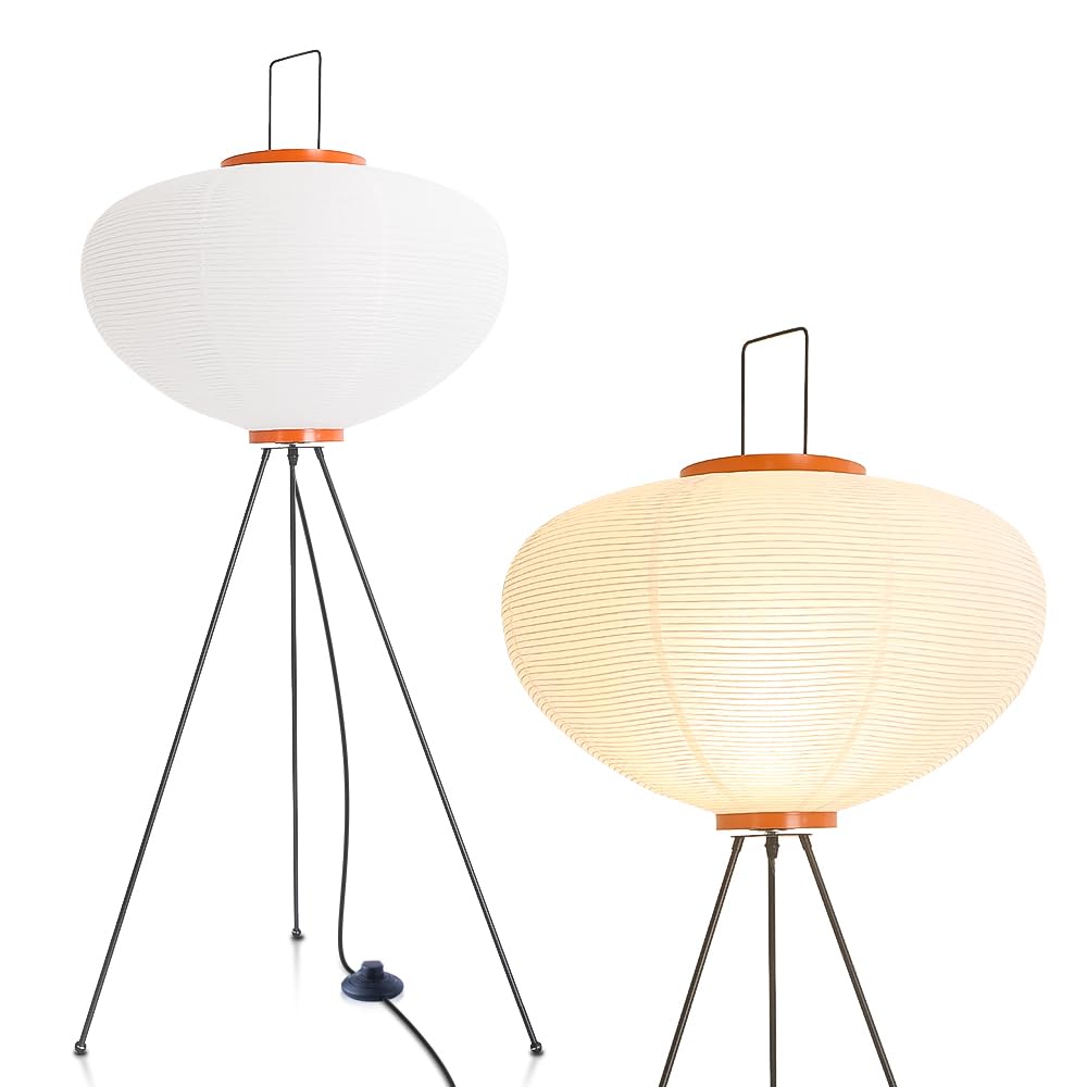 YLTLINK Isamu Noguchi Lighting, Japanese-style Paper Lantern Lighting for Bedroom, Senshi Stud Light for Bedroom, Stylish Lighting with Foot Switch,