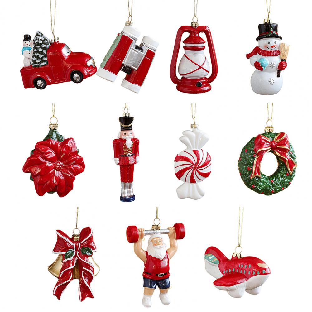 Christmas Ornaments Colorful Christmas Decorations Festive Santa Tree Ornaments Modern Brown Finial Decorations for Vintage