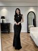 Elegant Chinese Style Mesh Qipao Fishtail Dress for Women