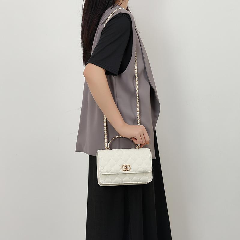 Bolsa Pequeña Cuadrada de Verano Estilo Clásico de Fragancia Ligera Rombo Cadena Portátil Hombro Único Cruzado Moda Versátil