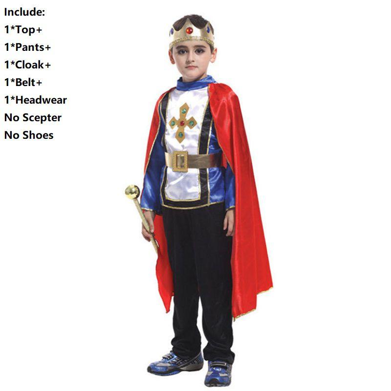 

Костюм Принца Очаровательного для мальчиков Детское нарядное платье Детский костюм на Хэллоуин Принц Blue White-S