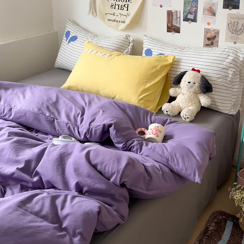 

Комплект постельного белья INS Purple для девочек, мягкий стираный хлопковый комплект простыней с вышивкой, комплект пододеяльников размера «king-size» с наволочками Single 150x200 3pcs