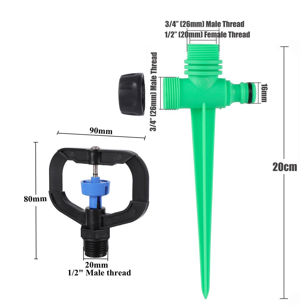 1/2" Male Thread Scattering Nozzle 360 Degree Automatic Rotating Garden Lawn Rotating Micro Sprinkler Watering Irrigation 1Pc