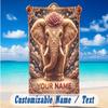 Elephant Theme Beach Towel Personalized Custom Name & Text Soft Quick Dry Beach Towel for Swimming Travel