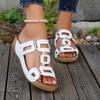 Platform Wedge Cool Drag Women's Round Head Open Toe Metal Buckle Cutout Breathable Non-Slip Wear-Resistant Flip-Flop