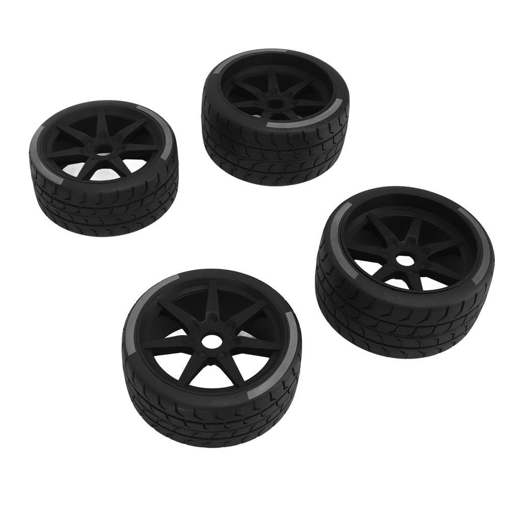 4Pcs RC Car Rubber Tire Better Grip Enhanced Friction Hub Wheel Tire for 1 8 1 10 RC Crawler