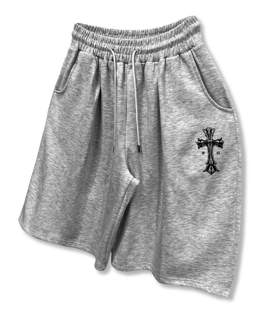 Damiswi Gothic Cross Wide Bermuda Shorts_Gray