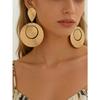 Pair of Oversized Geometric Spiral Texture Retro Metal Hoop Earrings for Ladies Party Attention-Grabbing Jewelry Accessory