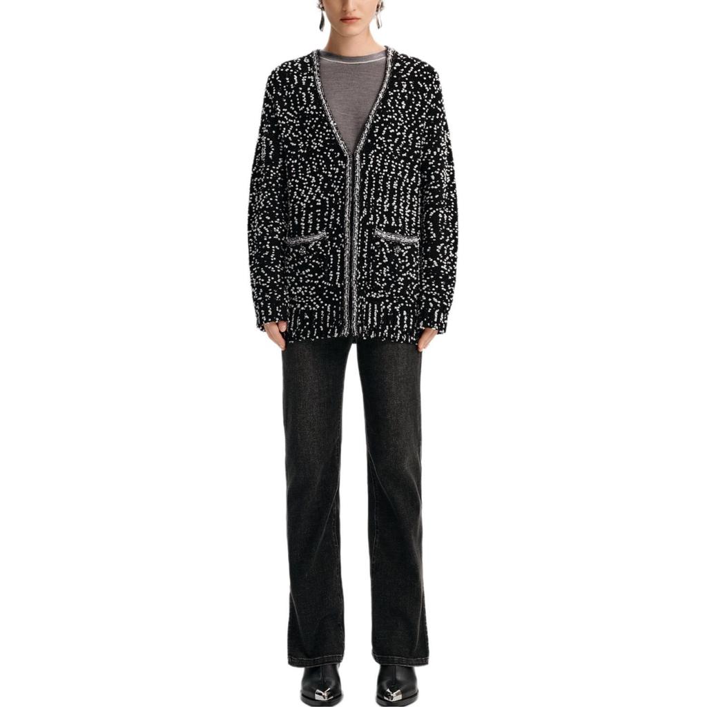 Karl Lagerfeld French Elegant Daily Commuting Dating Outfit Luxurious V-Neck Single-Breasted Long Sleeve Loose Knit Sweater Women Tops K27L2222998