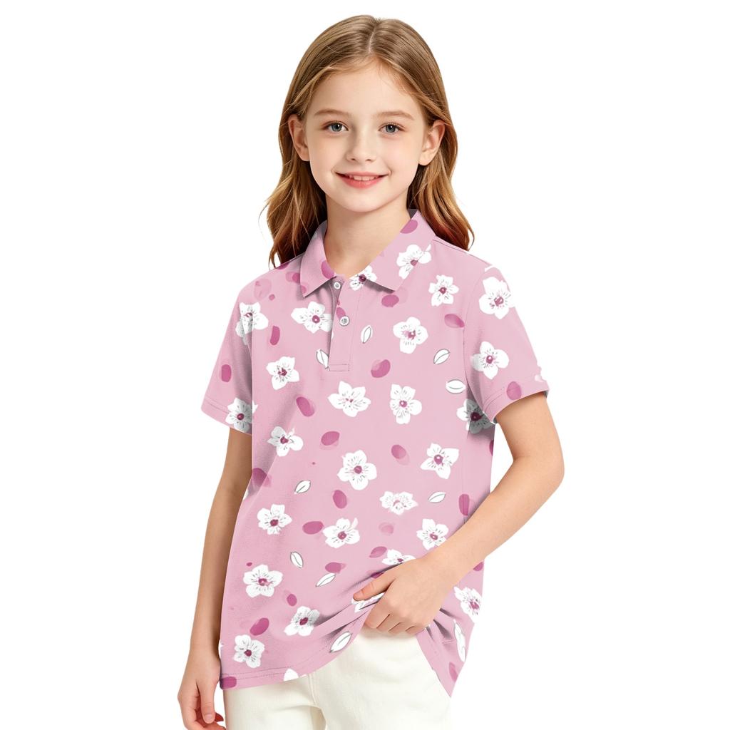 Girls' School Uniform Top Polka Dot Print Casual Formal T-Shirt for and Everyday Wear
