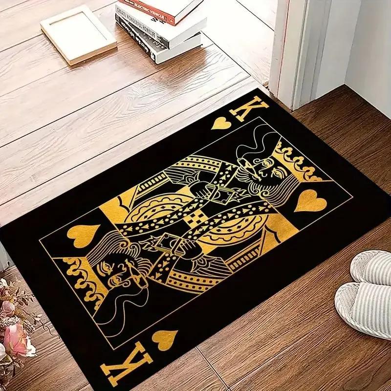 Playing Card Area Mat Outdoor Entrance Floor Decorative Washable Carpet Non-slip Easy To Clean Rug Wrinkle-Resistant Doormat