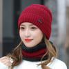 Winter Warm Hat Solid Color Hats Bib Windproof Knitted Hat Women Hat Hats Scarf Sets Beanie Cap