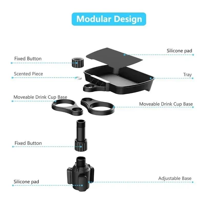 Auto Bekerhouder Dienblad Met Draaibare Basis 360 Graden Verstelbare Auto Bekerhouder Voedsel Dienblad Georganiseerde Drankhouder Voor Auto Accessoires