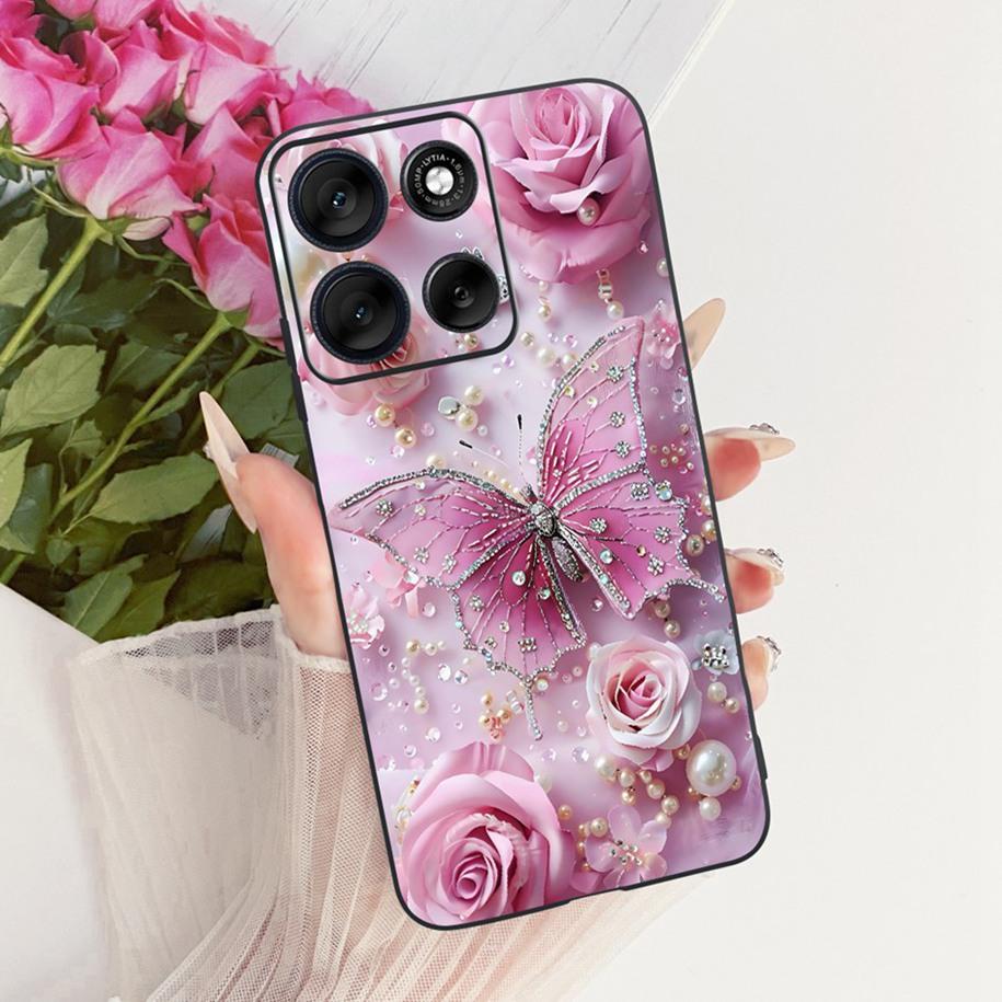 Coque Pour Motorola Moto G56 Housse 2025 Nouvelle Élégante Nœud Papillon Fleur Silicone Souple Coques de Téléphone Pour Motorola Moto G66Y G66J 5G Fundas
