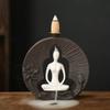 1pc Buddha's Light Shine Type Ceramic Yoga Girl Backflow Incense Burner Use in Office Teahouse Home Decor (Without Incense)